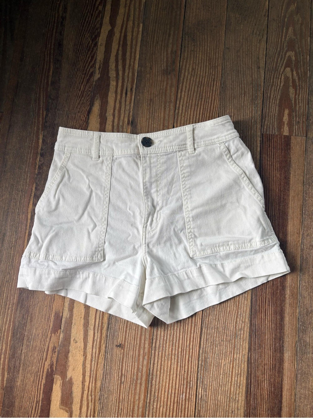 H&M high-rise white denim shorts